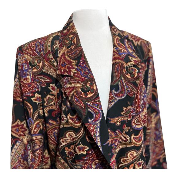 Vintage Whimsigoth Black Paisley Oversized Big Shoulder Jacket Blazer size 18 - Picture 3 of 6